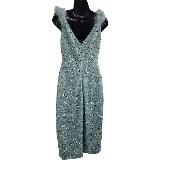 NEW Blue Dress Below Knee Sparkle Size 8 V Neck - Picture 9 of 10